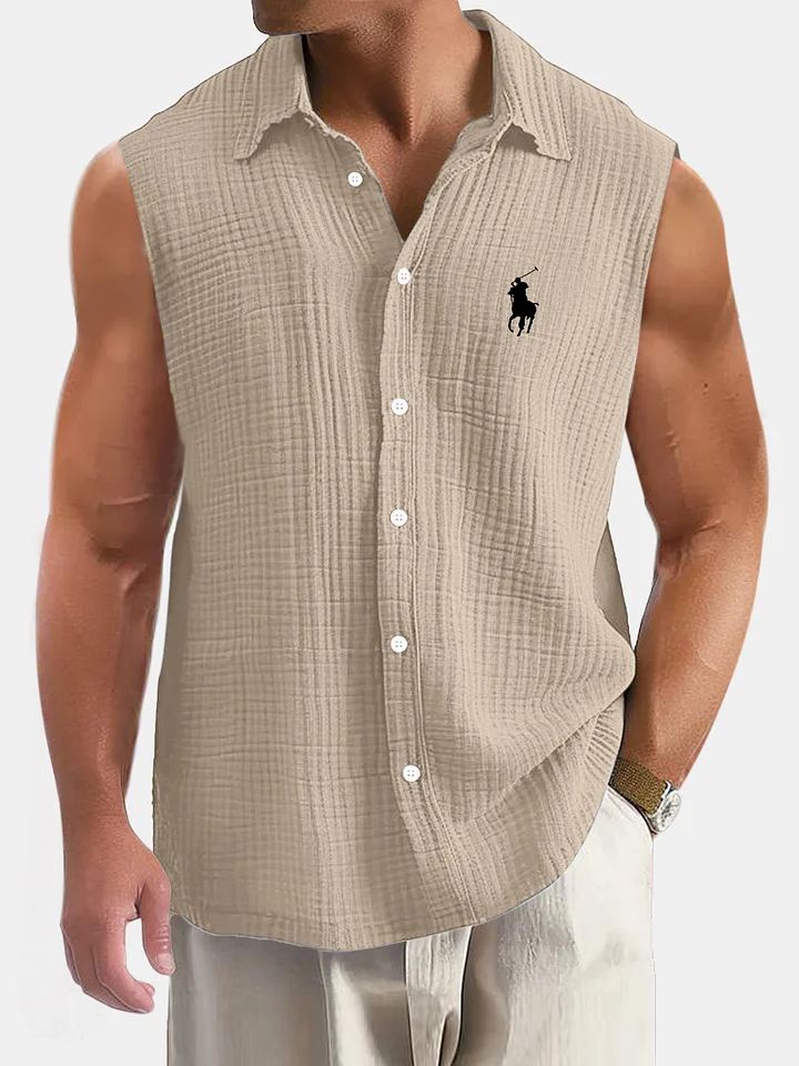 Men's Casual Loose And Comfortable Textured Sleeveless Shirt
