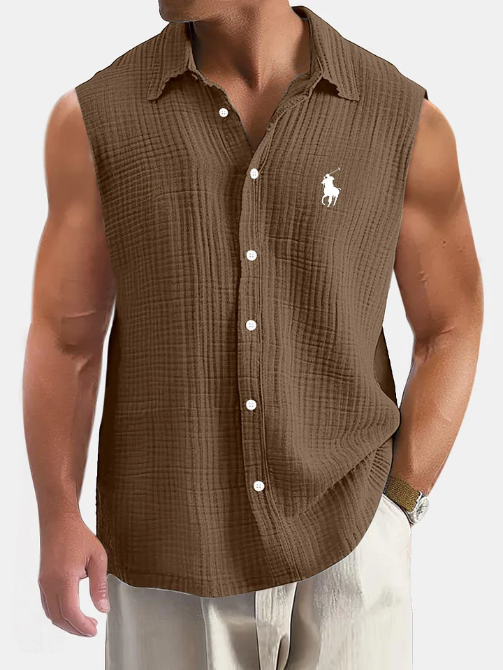 Men's Casual Loose And Comfortable Textured Sleeveless Shirt