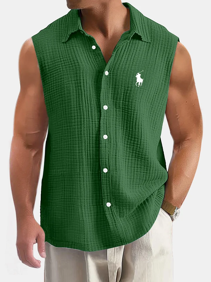 Men's Casual Loose And Comfortable Textured Sleeveless Shirt