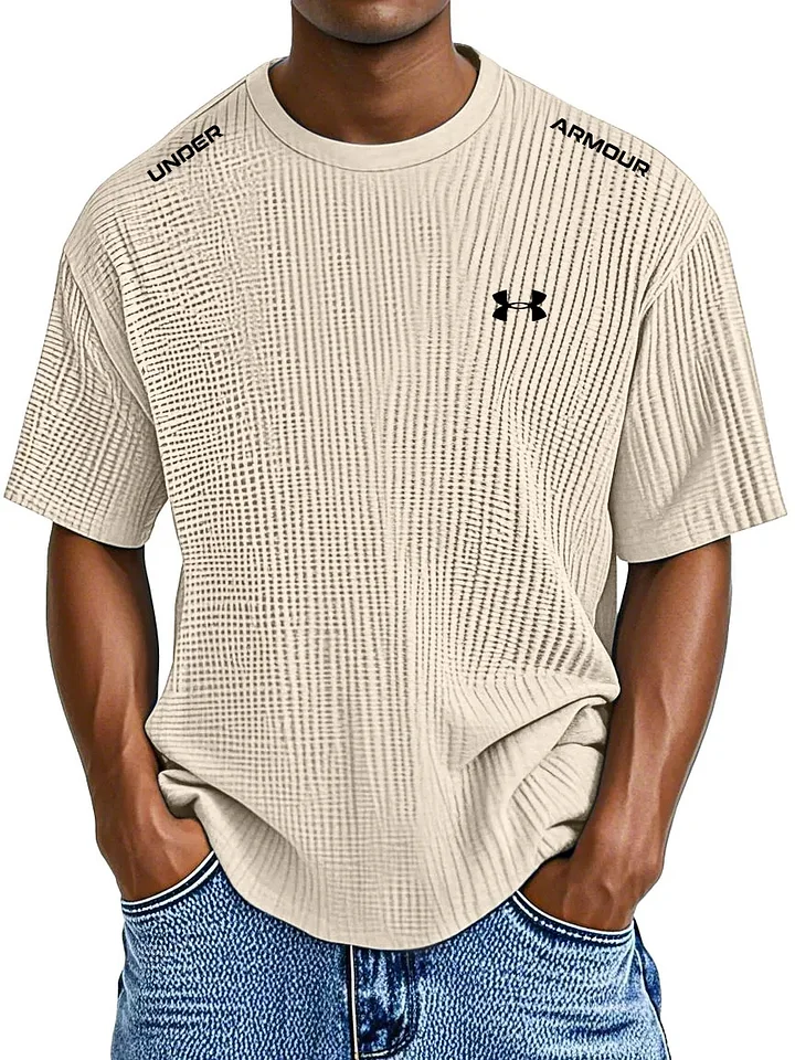 Men's Casual Waffle Crew Neck T-Shirt