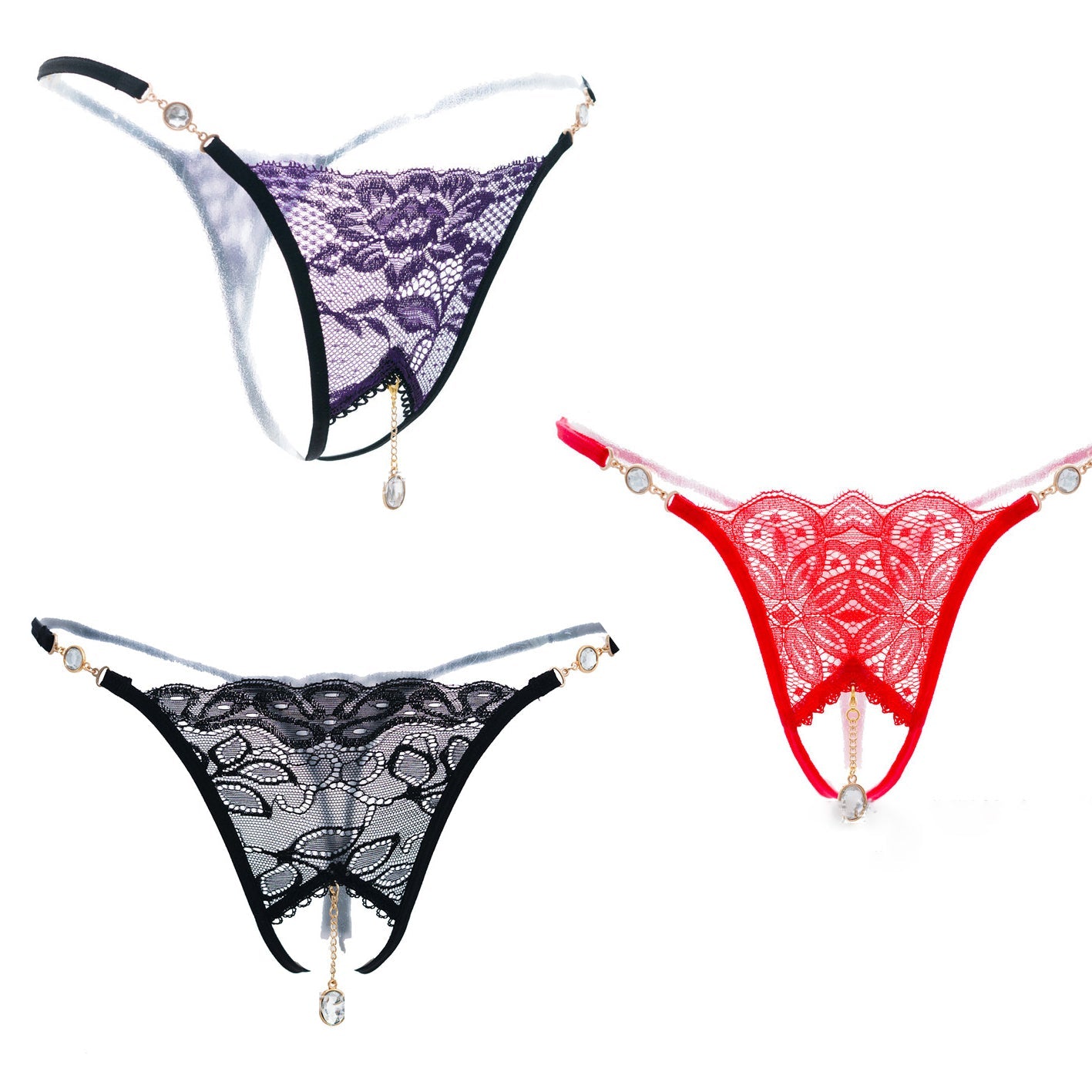 Embroidered Pendant Thong