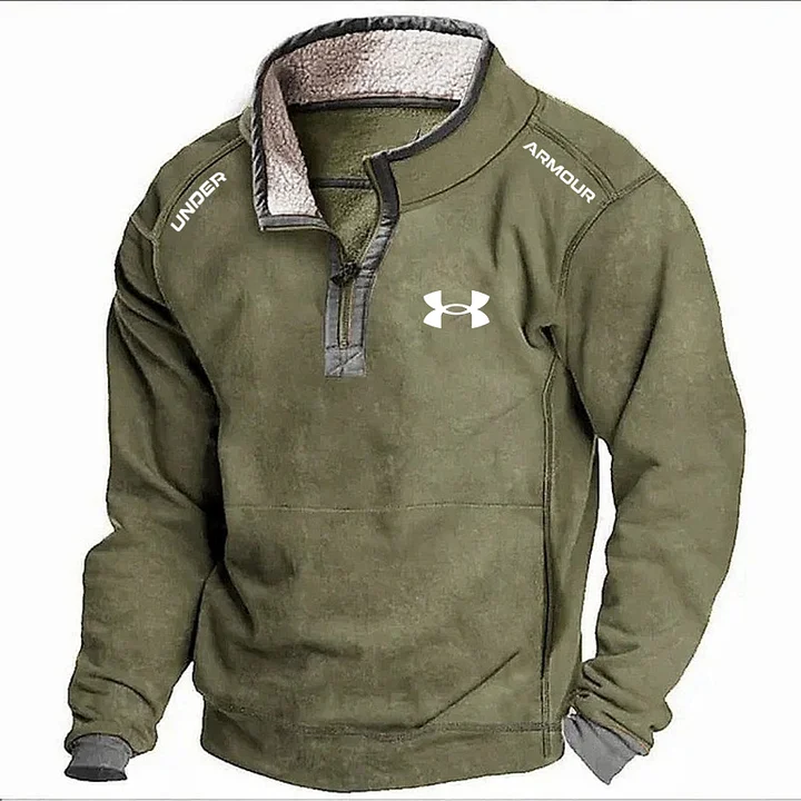 Men's Casual Stand Collar Pocket Sweatshirt