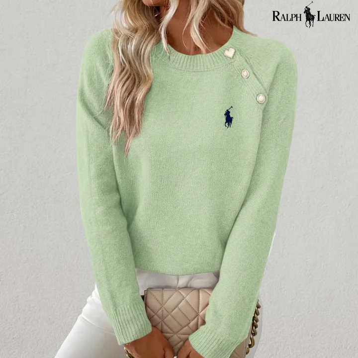 Classic Button-Shoulder Knit Sweater