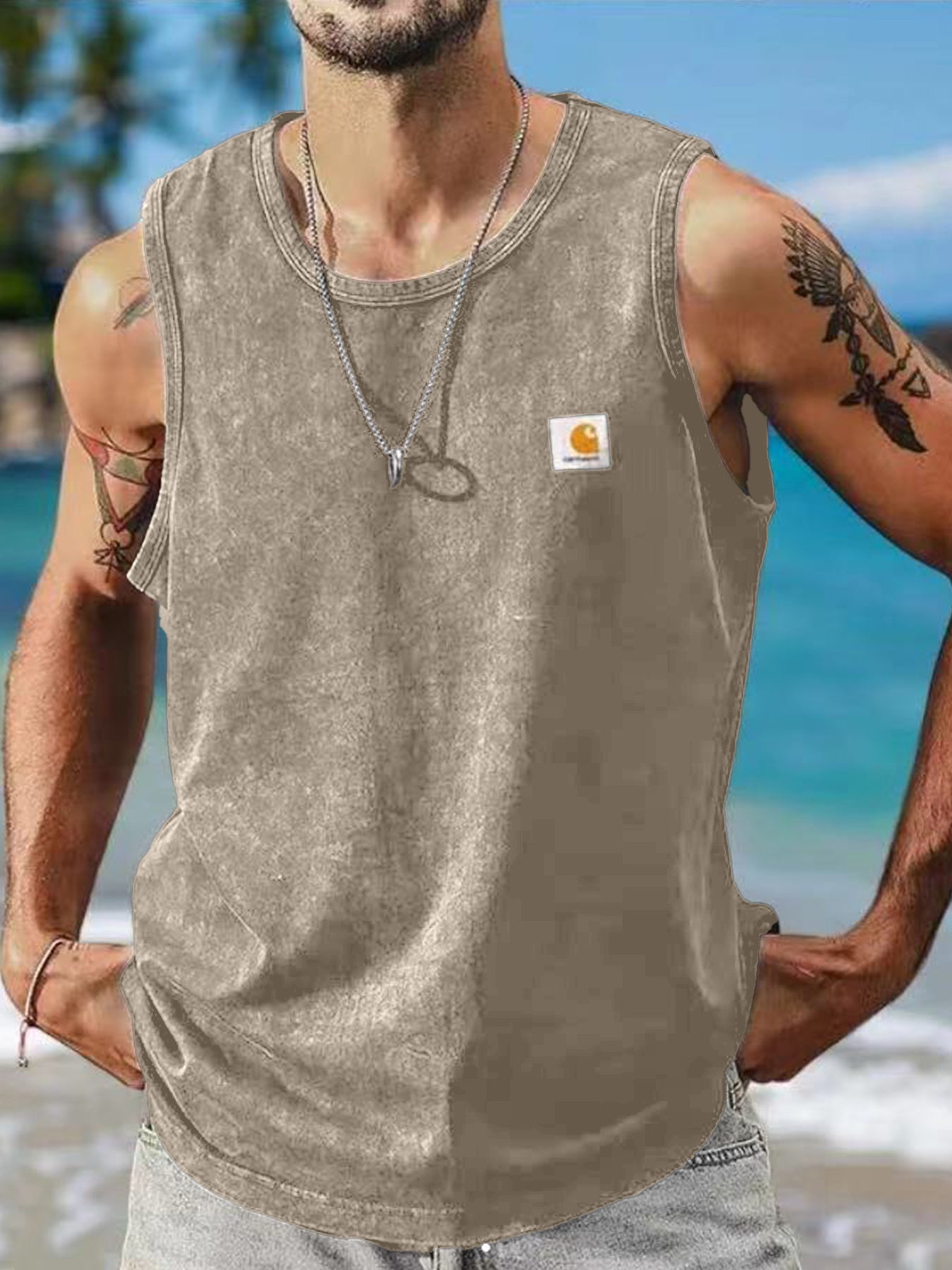 Men's Vintage Distressed Casual Sleeveless Vest Tank Top