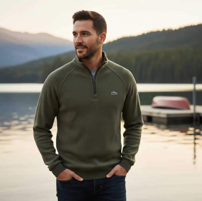 Men's premium zip-up stand collar sweatshirt