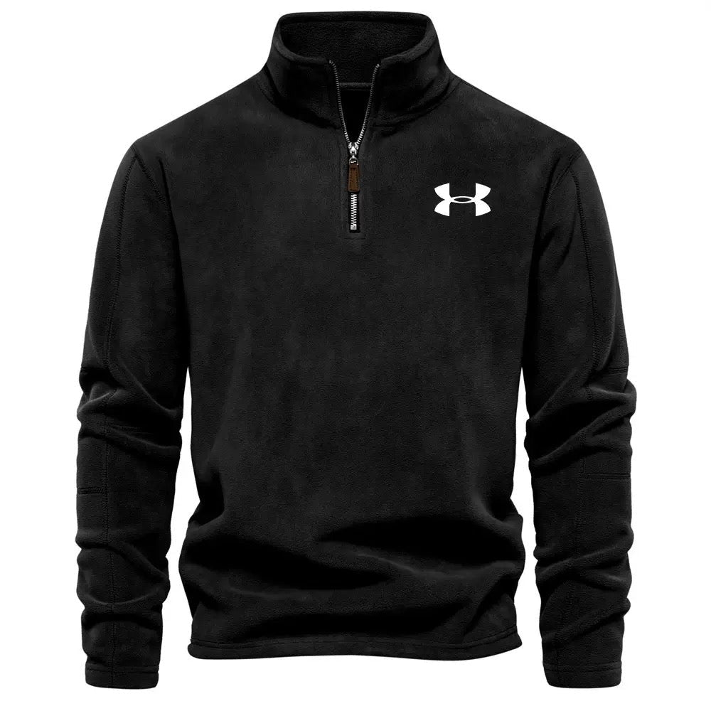 Men's stand-collar, zip-up, long-sleeved fleece top