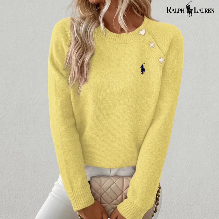 Classic Button-Shoulder Knit Sweater