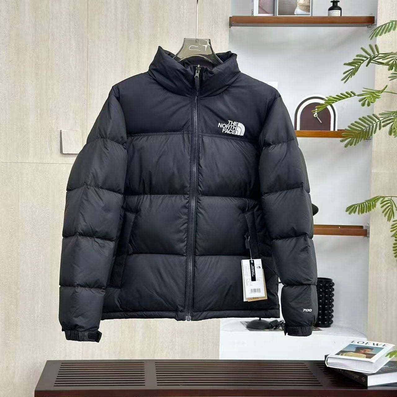 Unisex stand-collar embroidered thickened down jacket