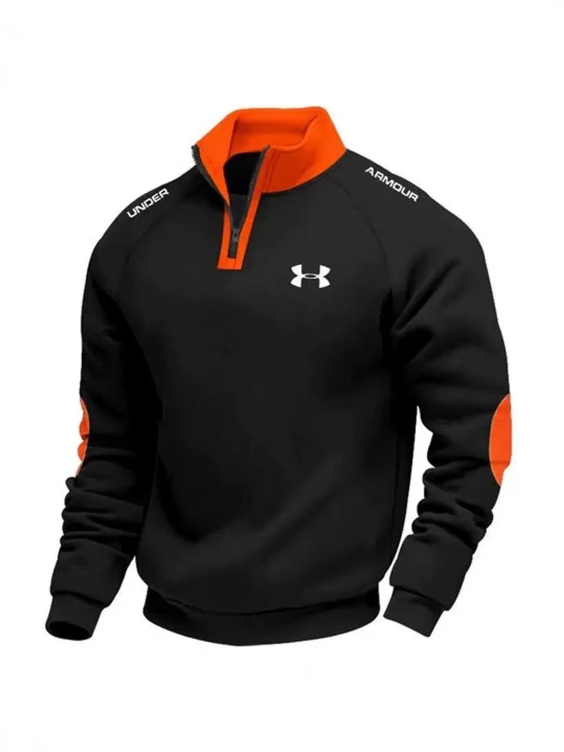 Men's high-neck half-zip fleece sweatshirt