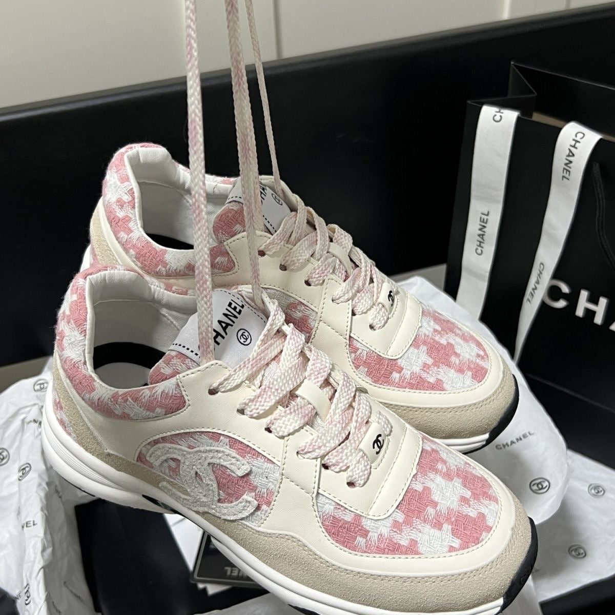C C dark print sneakers