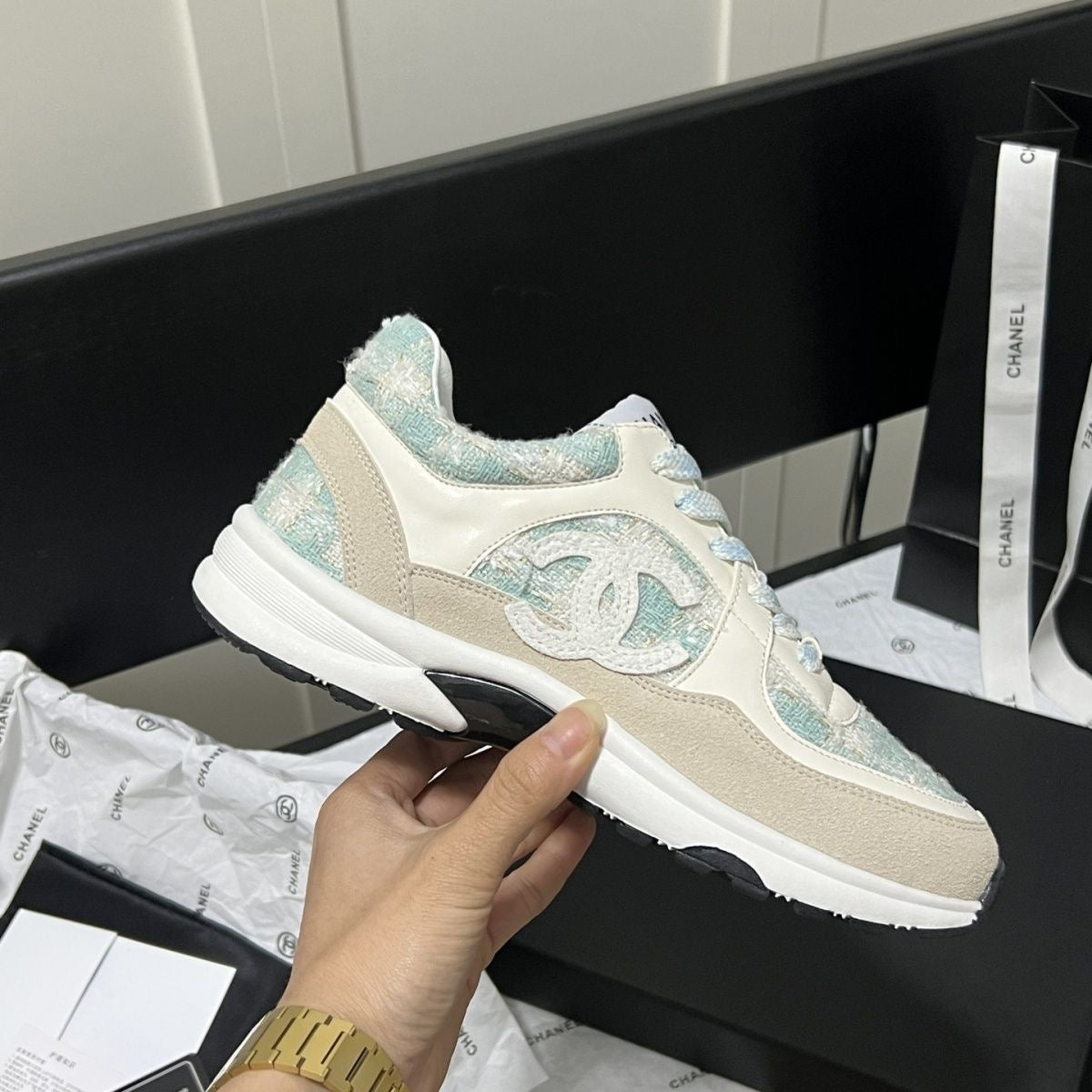 C C dark print sneakers