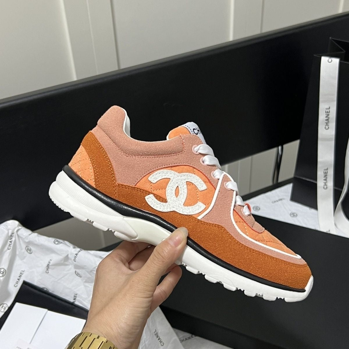 C C dark print sneakers