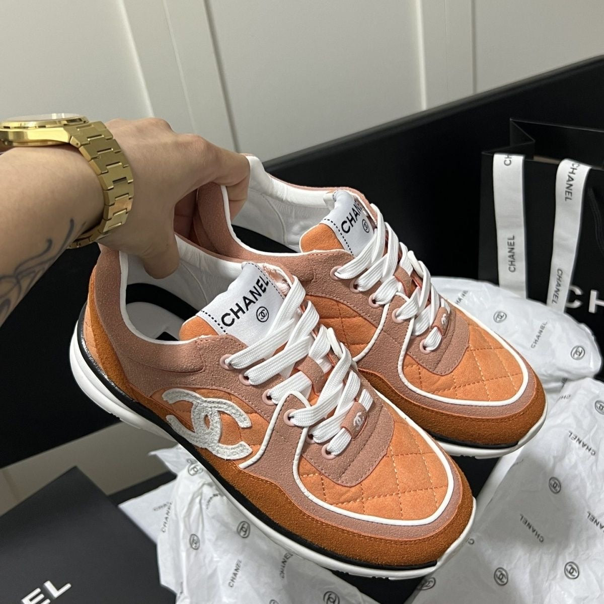 C C dark print sneakers