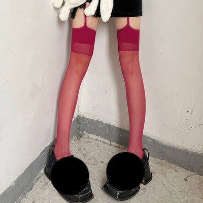 Thin black silk garter stockings