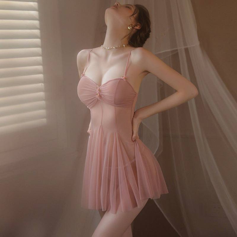 Lace Pure Desire Style Thin Mesh Sling Nightgown