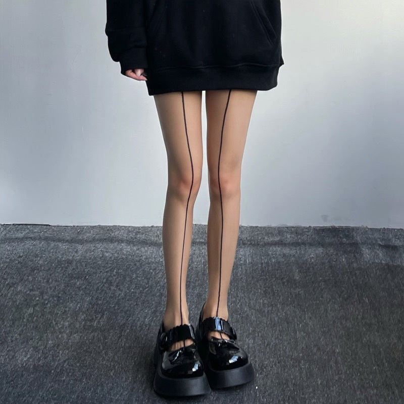 Line Black Stockings