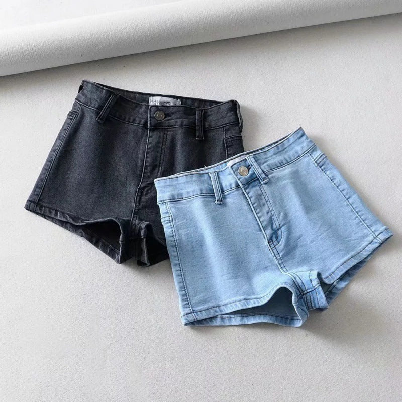 High Stretch Split High Waist Denim Shorts