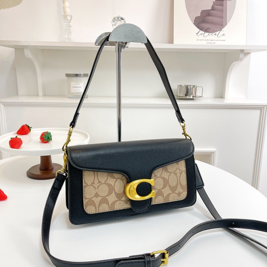 Classic lychee-textured shoulder bag