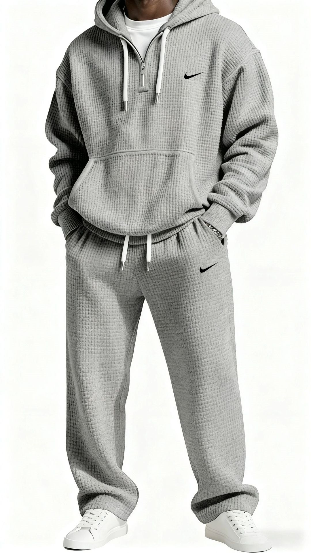 Men's Waffle Knit Hoodie and Sweatpants Set