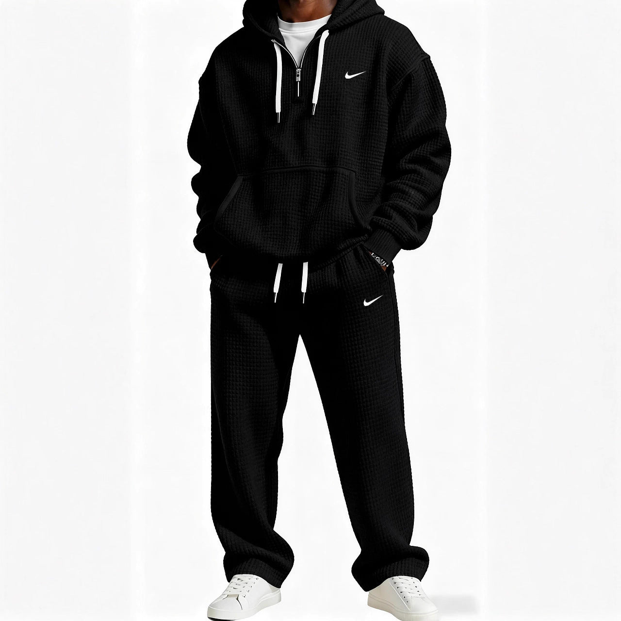 Men's Waffle Knit Hoodie and Sweatpants Set