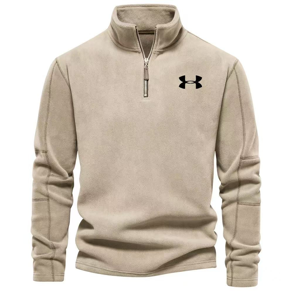 Men's stand-collar, zip-up, long-sleeved fleece top
