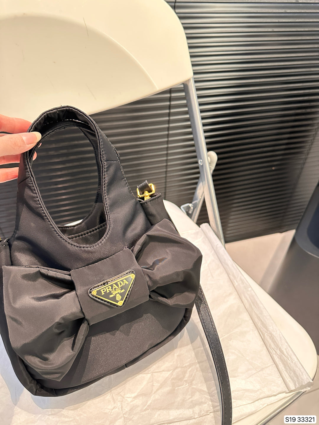 Black bow French elegant sweet retro bag