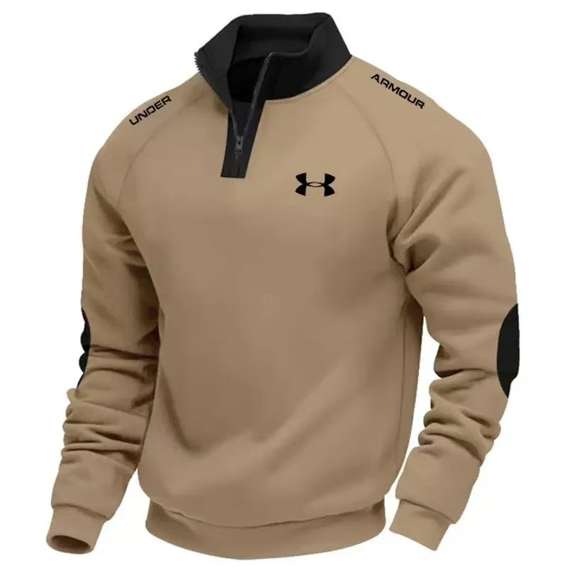 Men's high-neck half-zip fleece sweatshirt