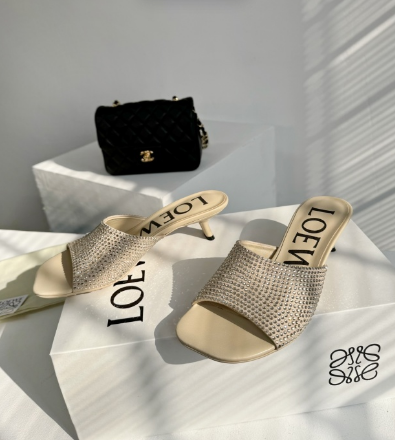 LOEW* 24SS colored diamond high heel slippers