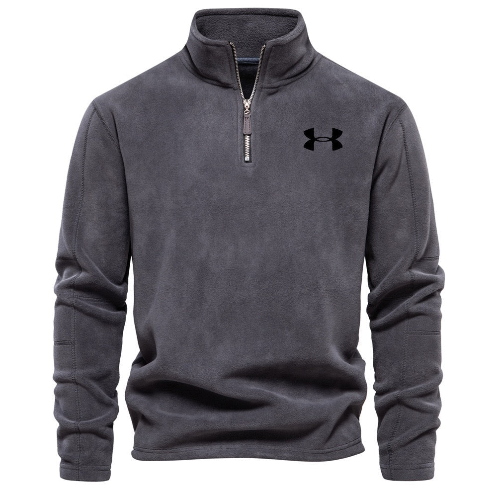 Men's stand-collar, zip-up, long-sleeved fleece top