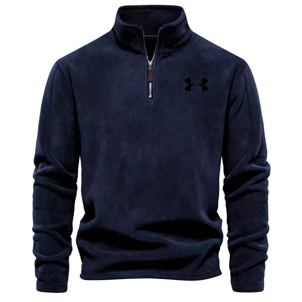 Men's stand-collar, zip-up, long-sleeved fleece top