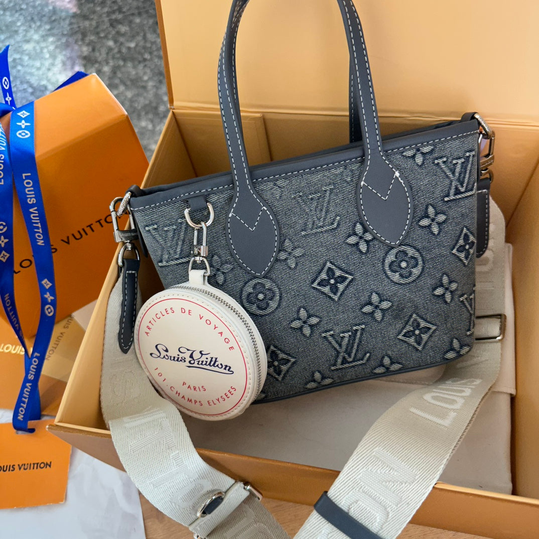 L new vintage embroidered wide shoulder strap shopping bag