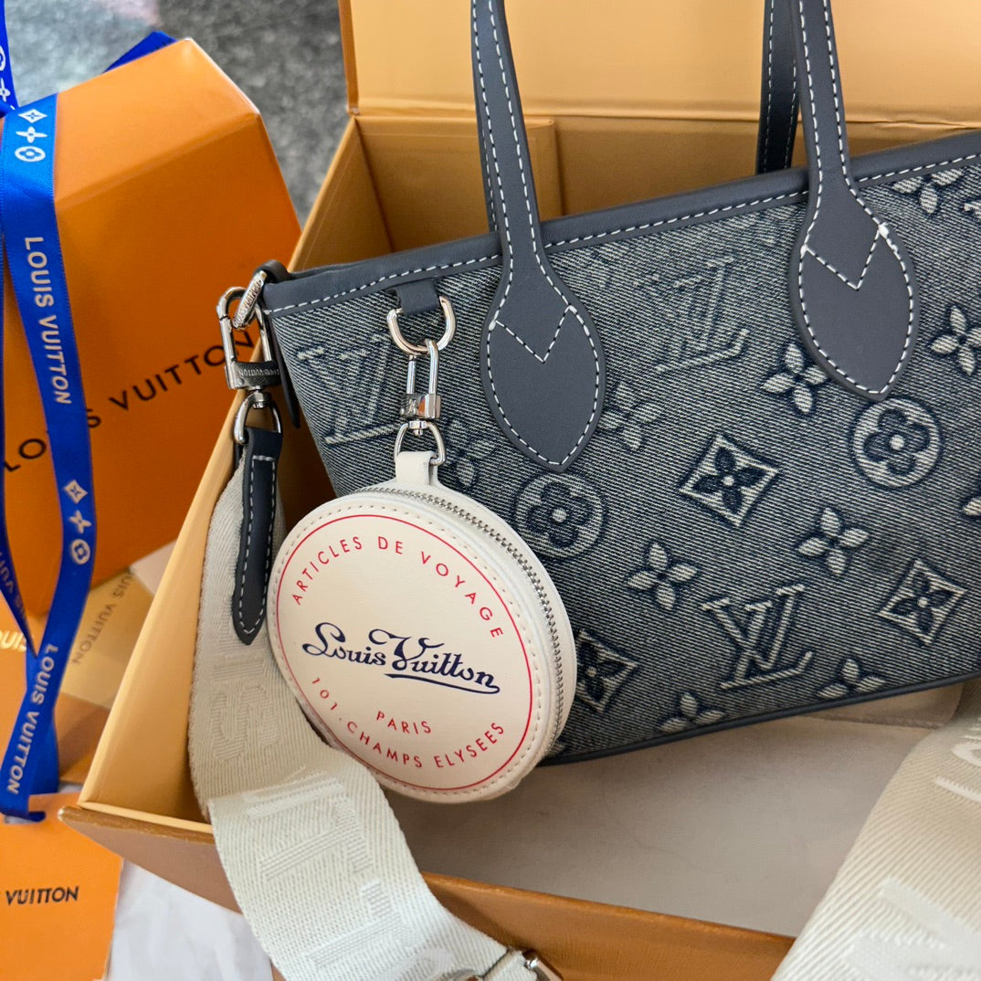 L new vintage embroidered wide shoulder strap shopping bag