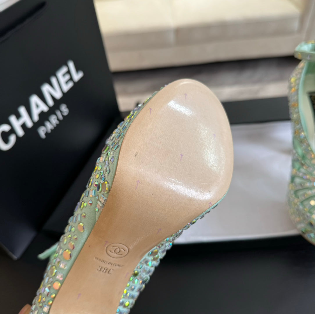 Ch*** new rhinestone super high heel sandals  VIP   1:1