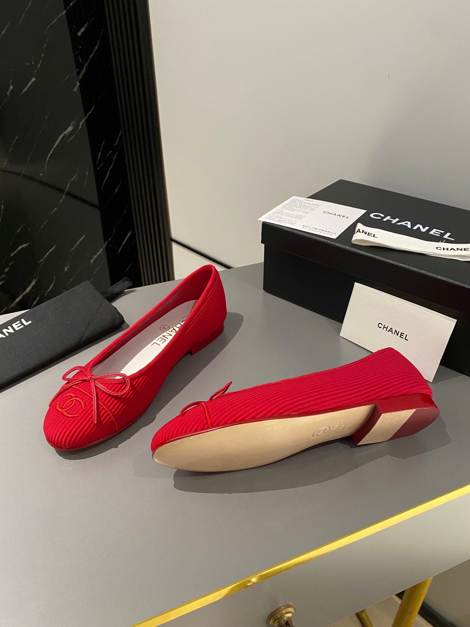 Textured Chanel Classic Ballet Shoes VIP1:1