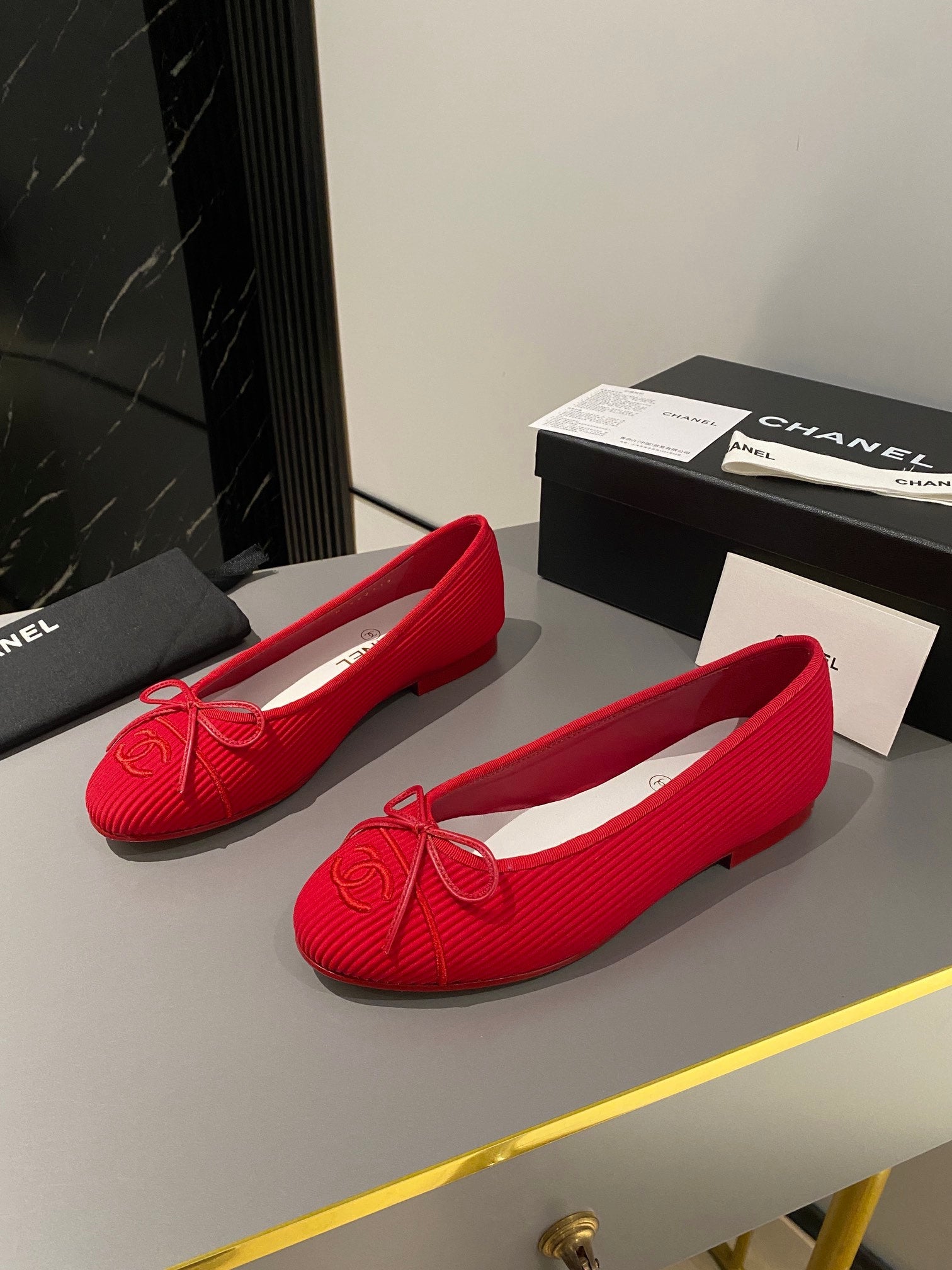 Textured Chanel Classic Ballet Shoes VIP1:1