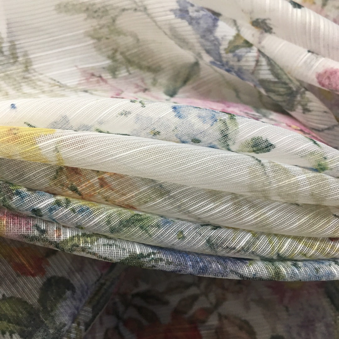 Zimmerma**White Colorful Flower Printed Hem Waist Short Sleeve Dress