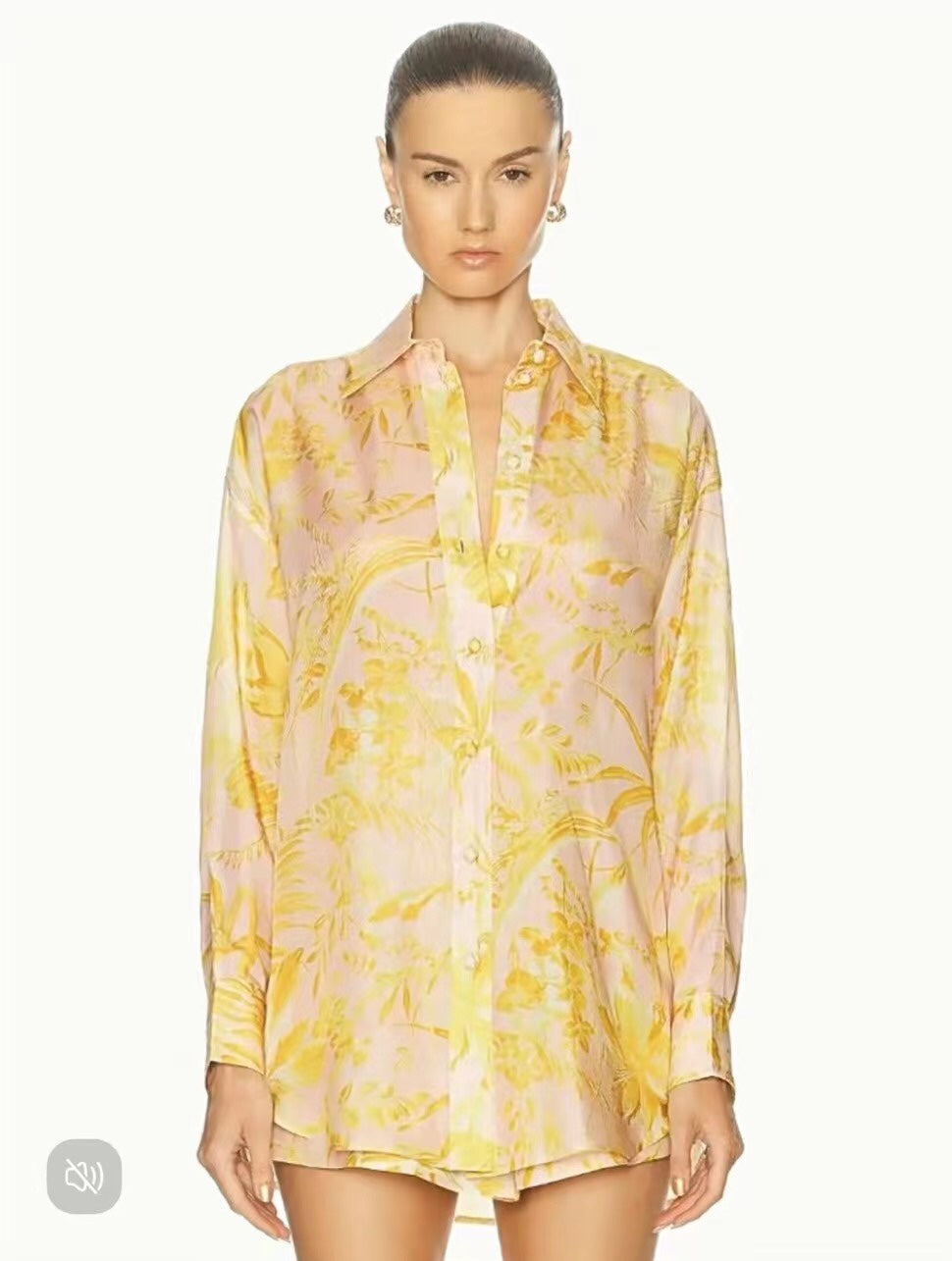 Zimmerma** new suit, yellow flower print long-sleeved shirt + shorts