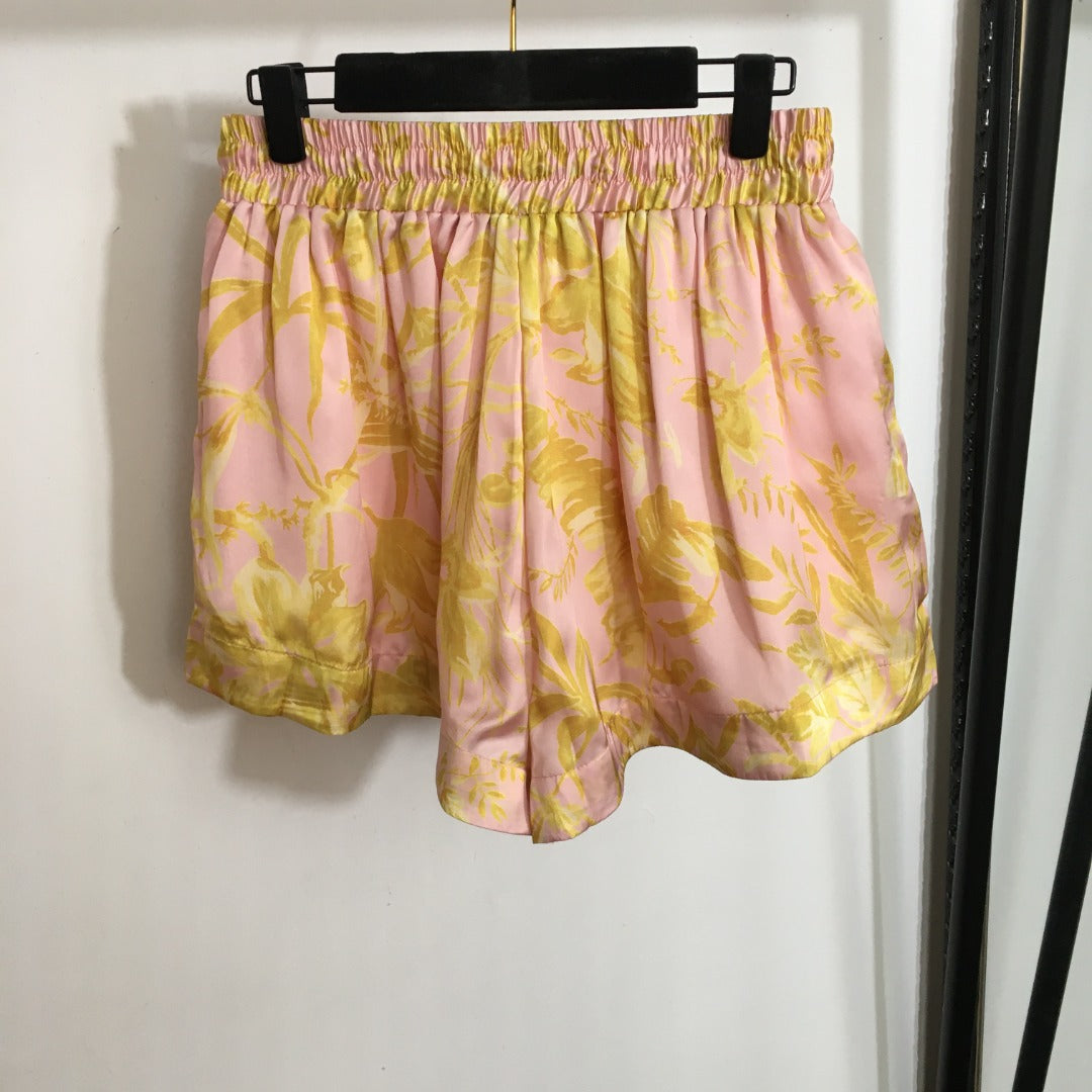 Zimmerma** new suit, yellow flower print long-sleeved shirt + shorts