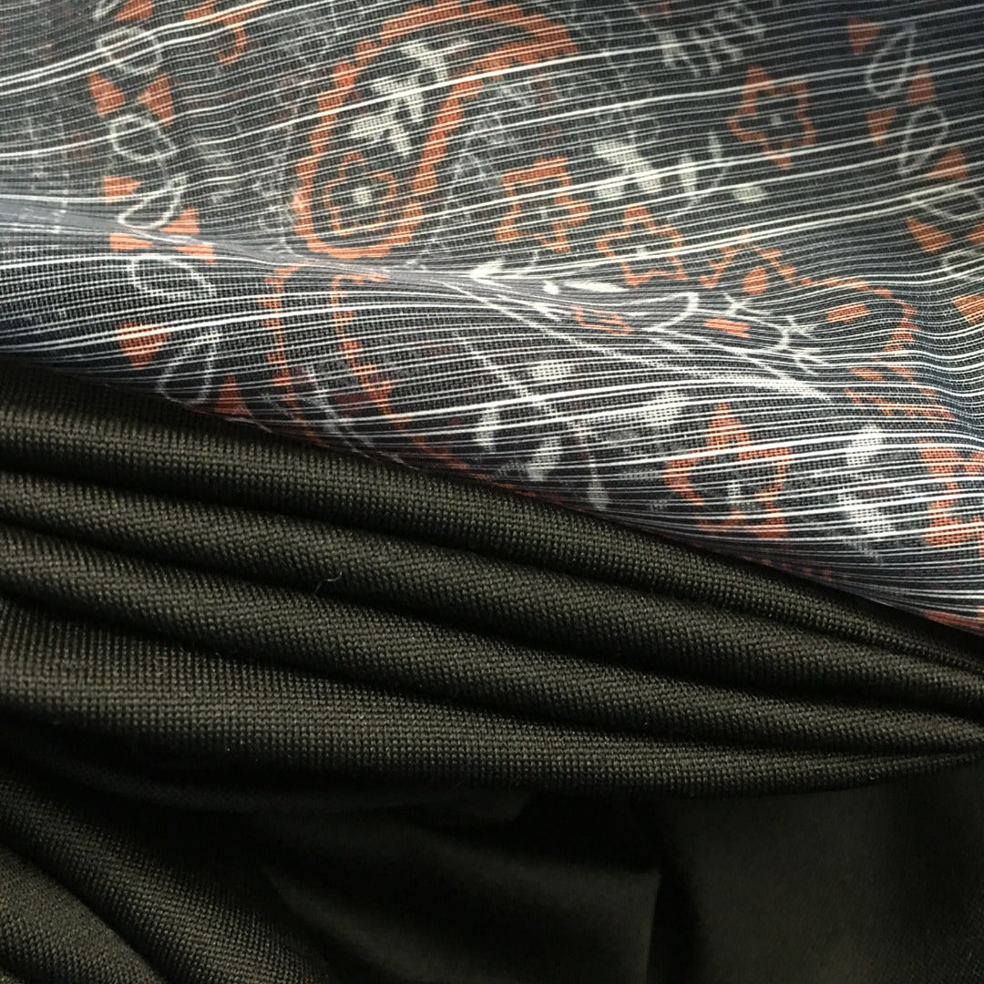 ZIM****-New suit, retro pattern linen print, lapel waist long sleeve dress, long skirt, with belt, suspender lining