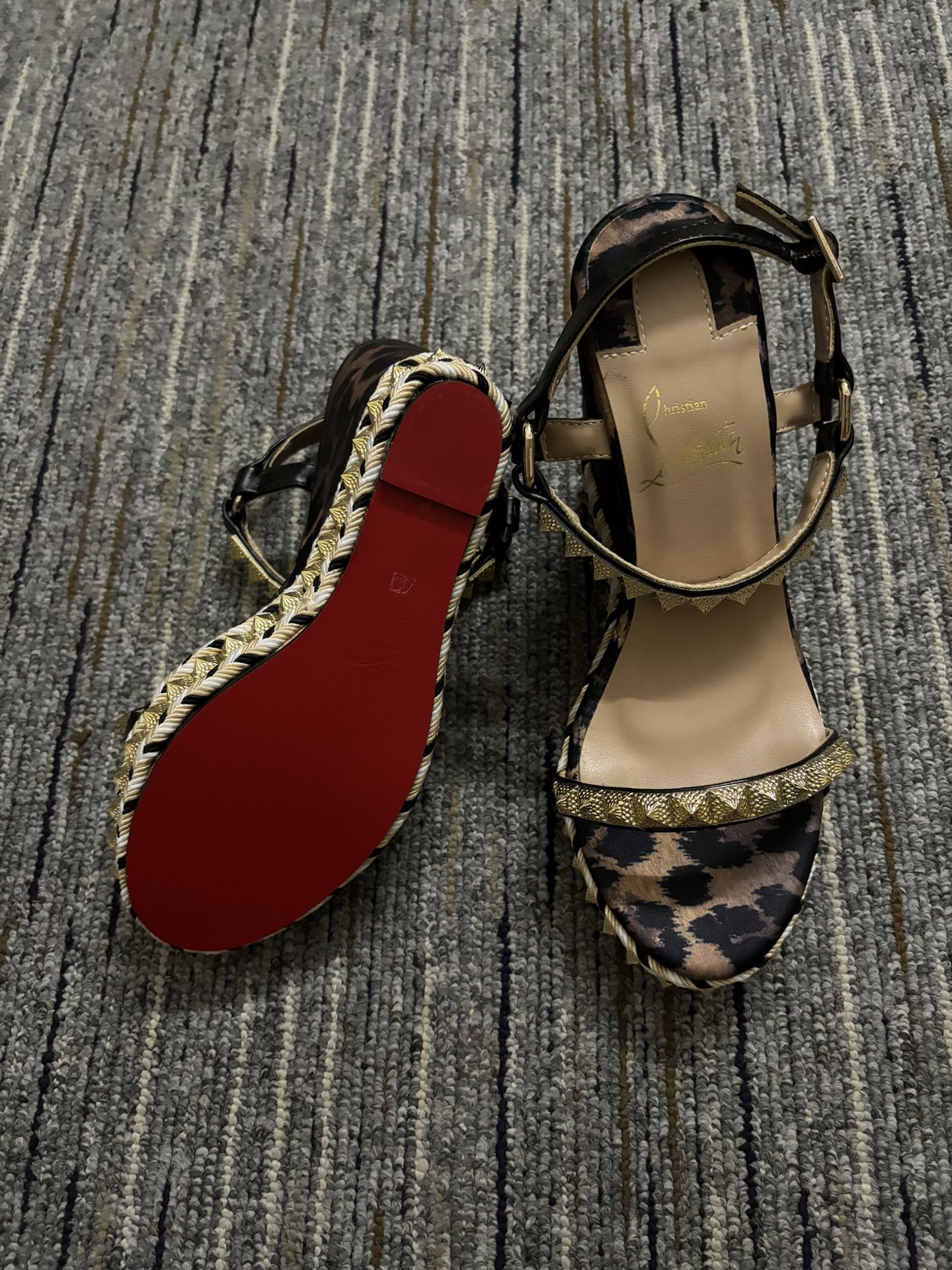 Christia** Loubout** new leopard print platform shoes
