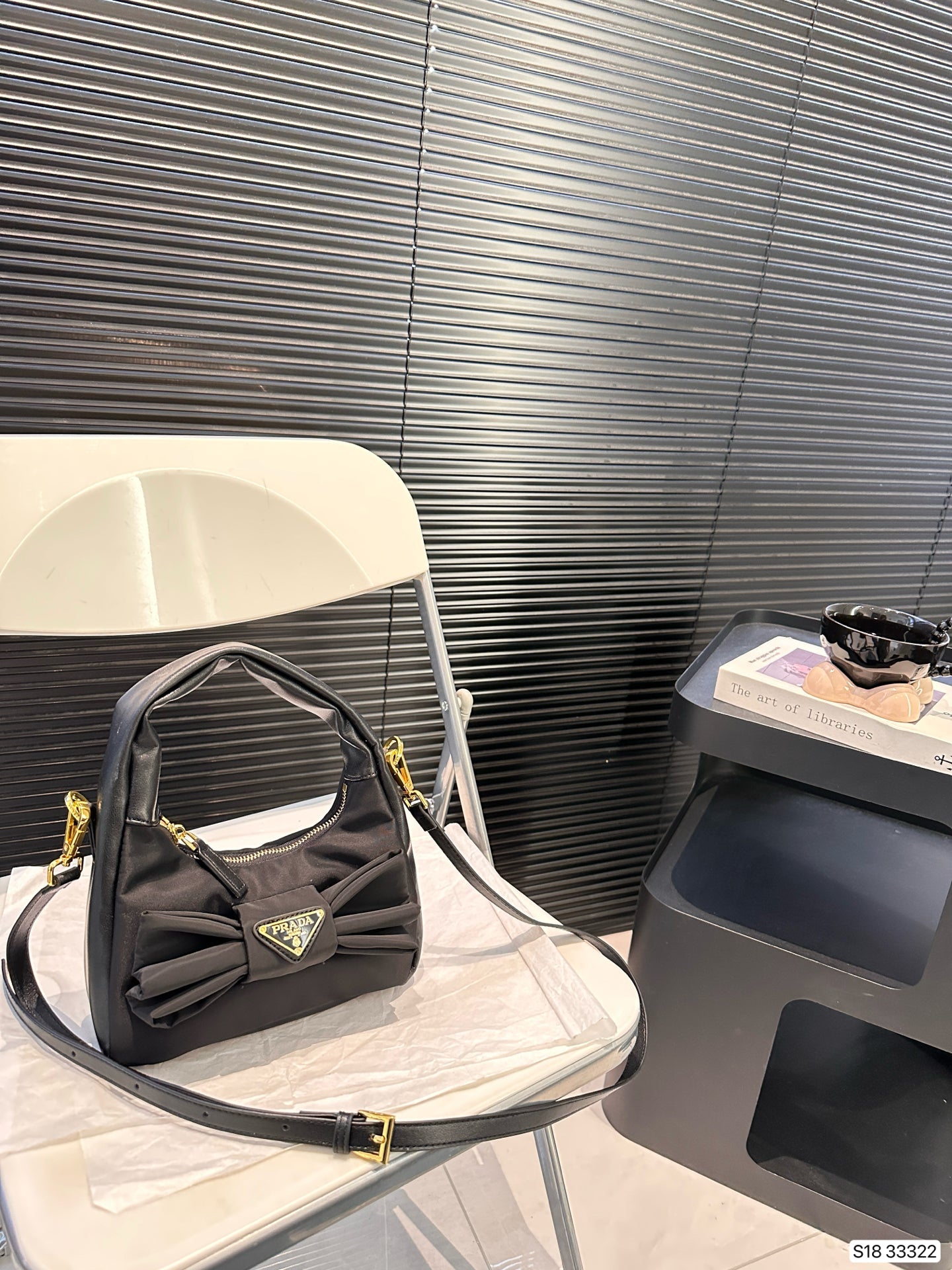 Black bow French elegant sweet retro bag