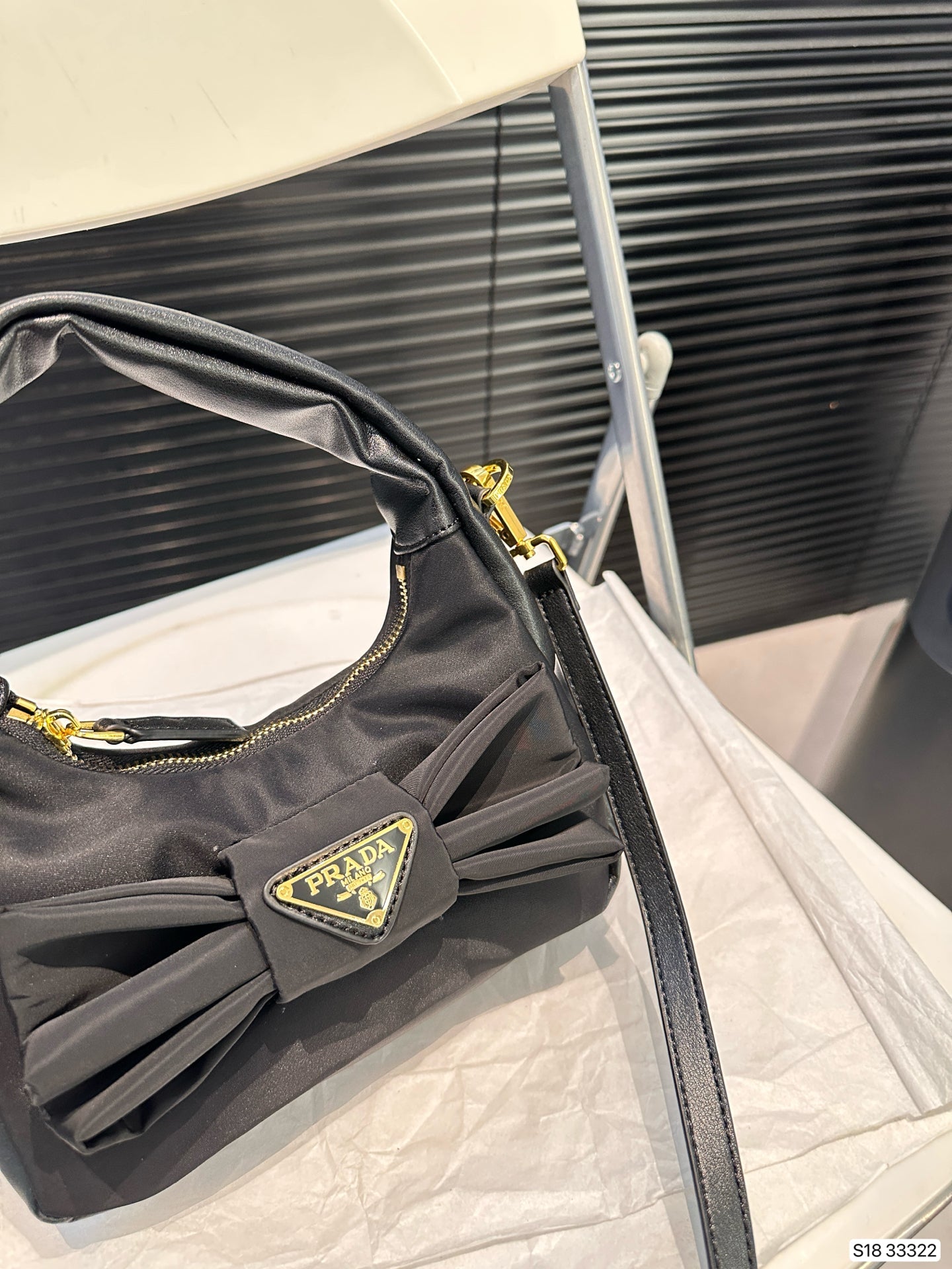 Black bow French elegant sweet retro bag