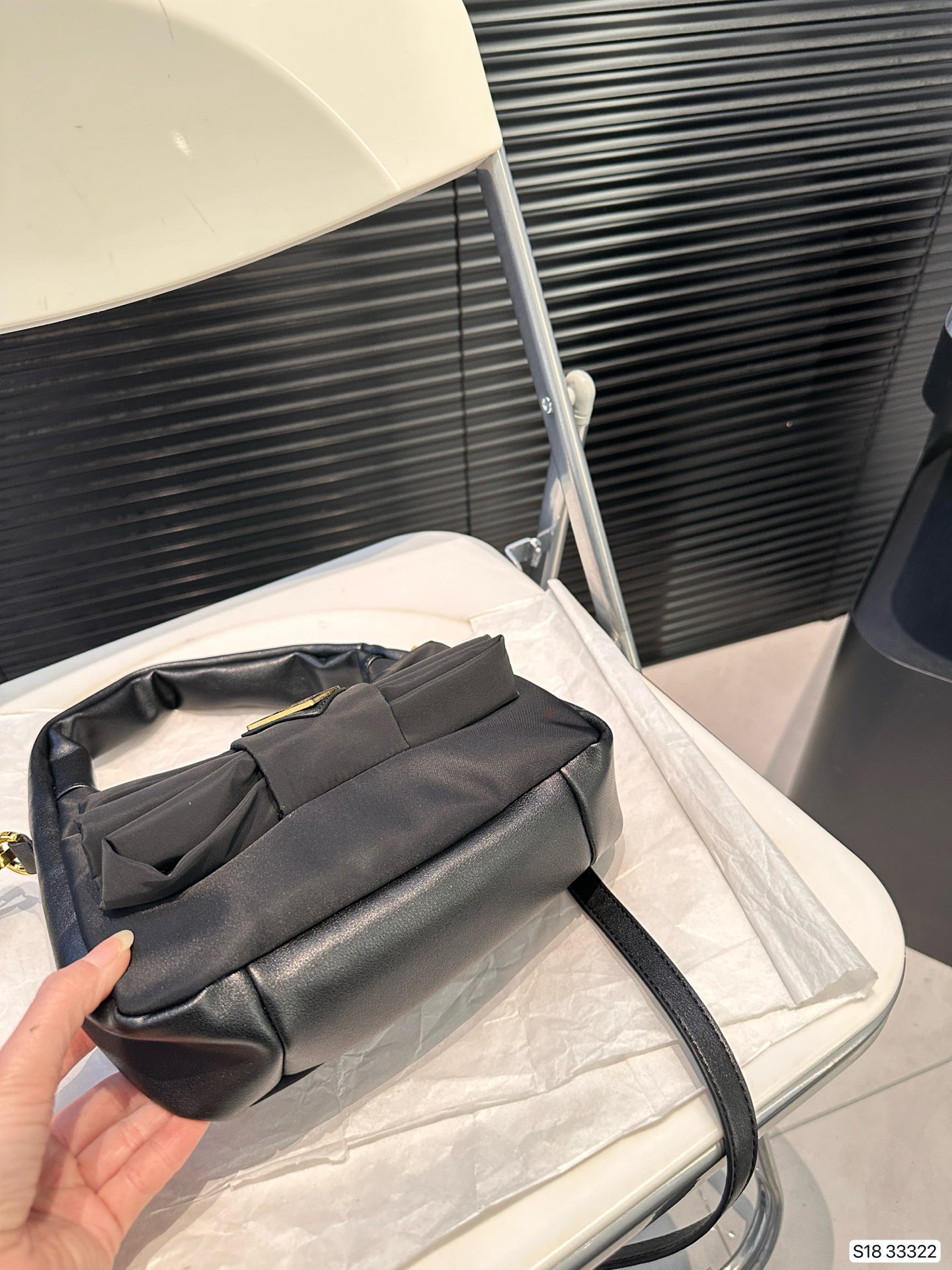 Black bow French elegant sweet retro bag