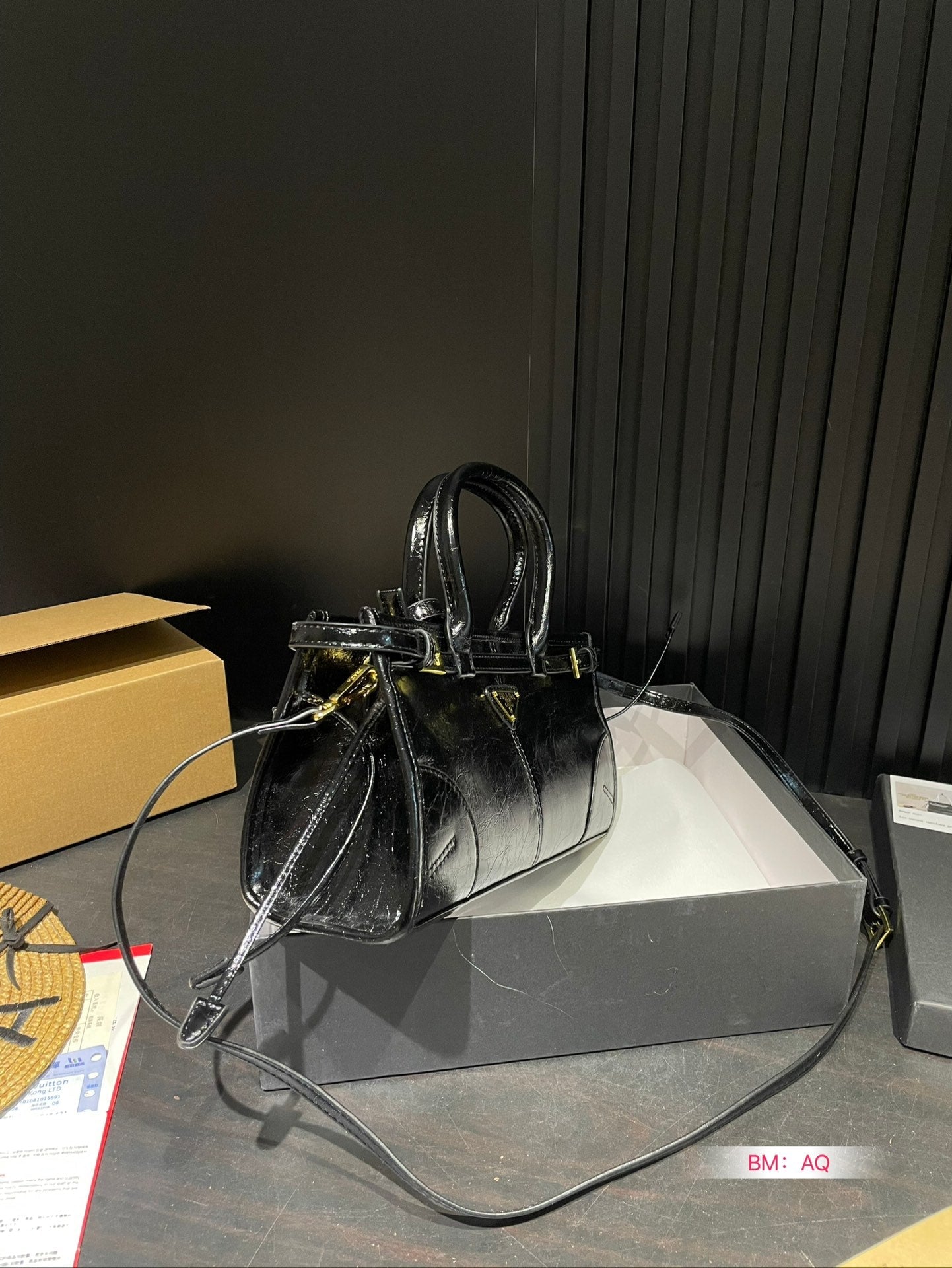 Waxed leather hobo long handle tote bag underarm bag