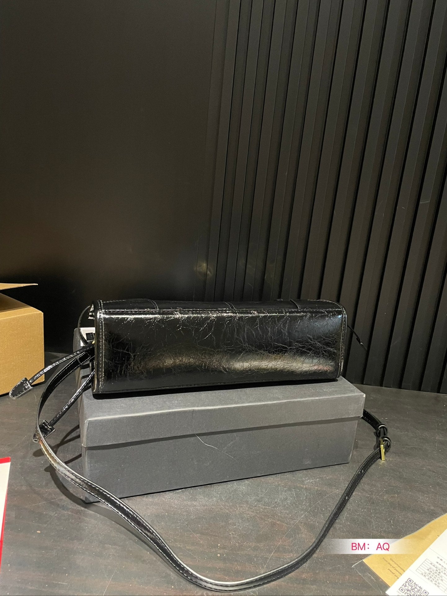 Waxed leather hobo long handle tote bag underarm bag