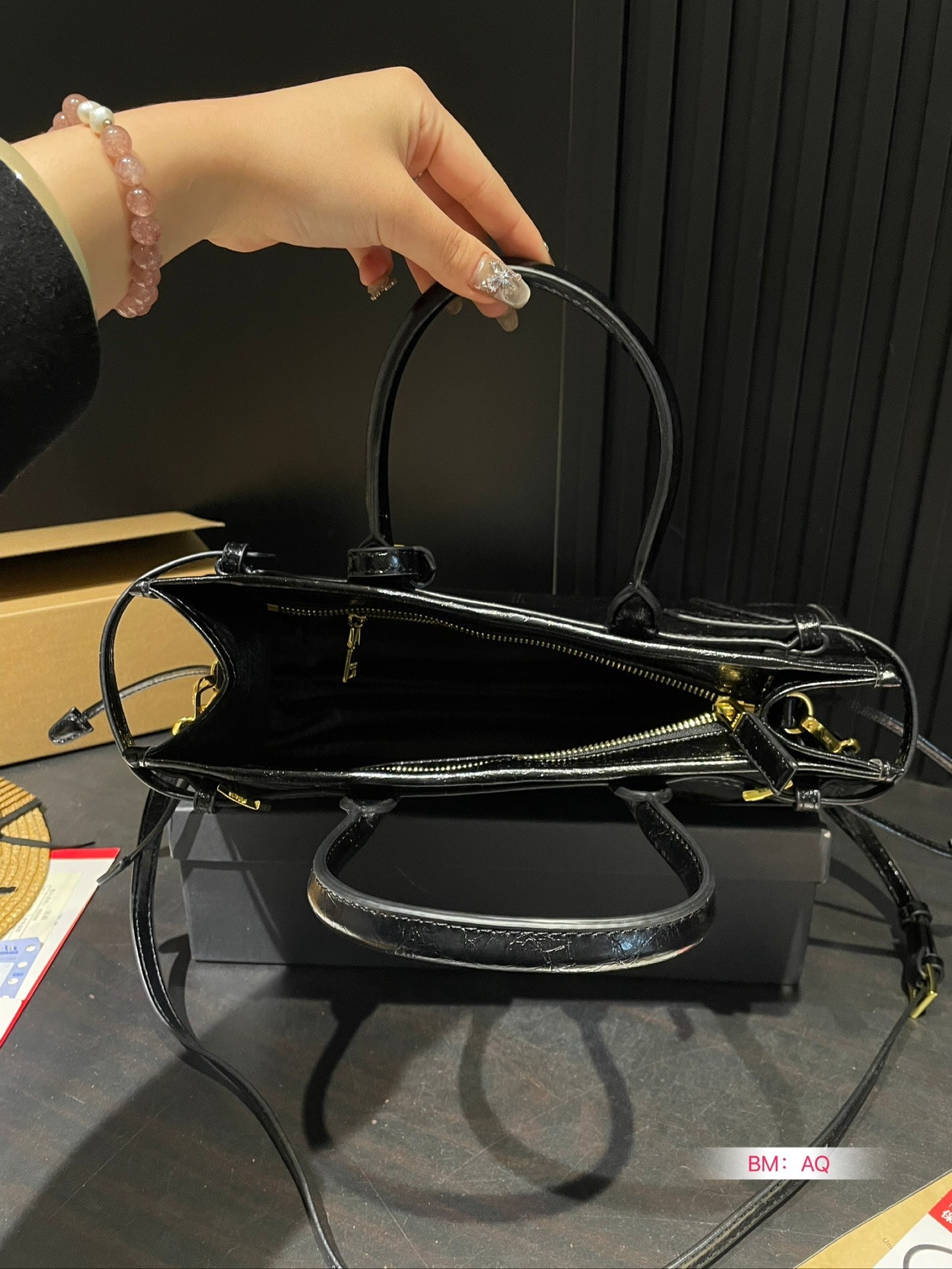 Waxed leather hobo long handle tote bag underarm bag