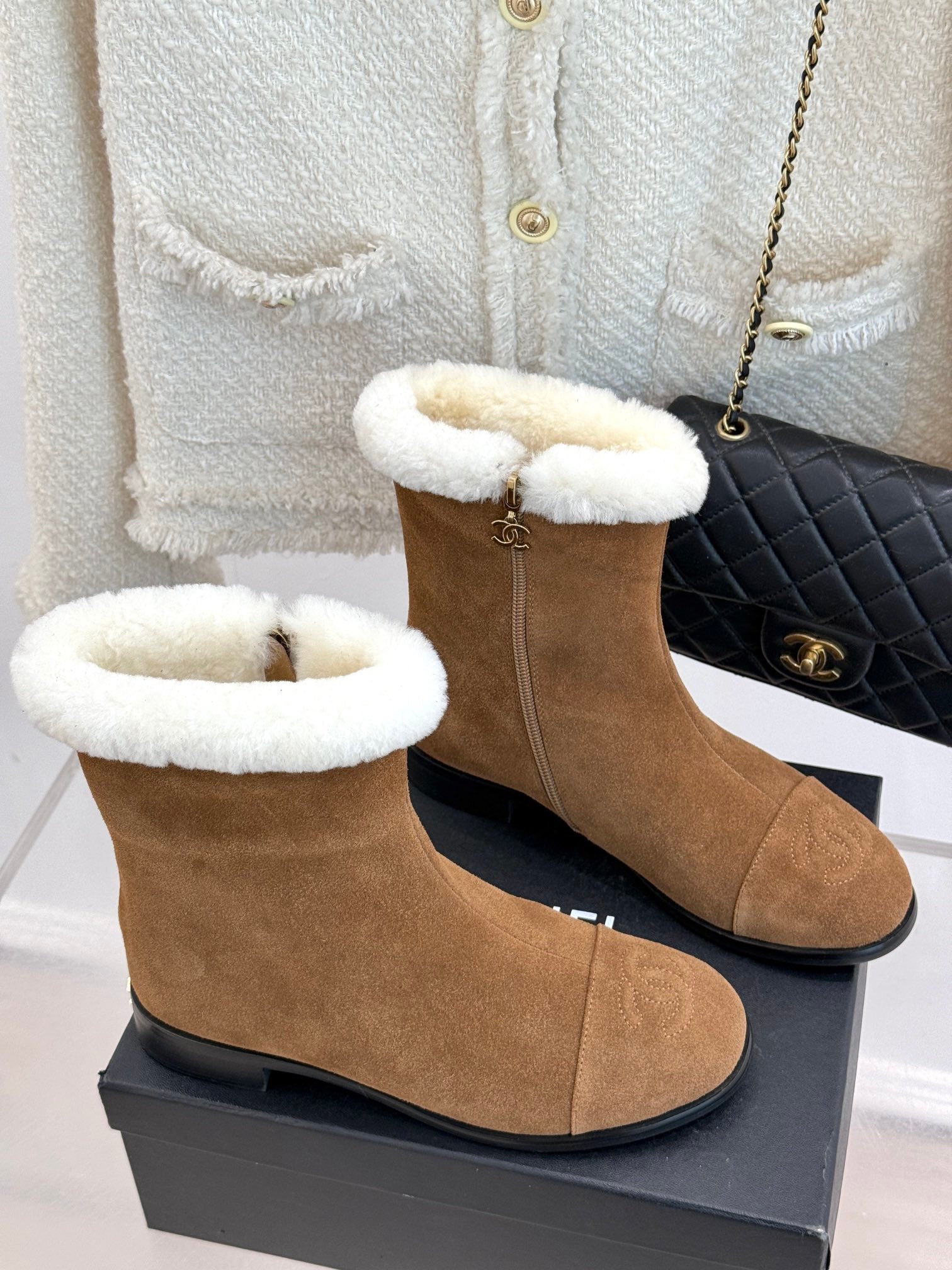 CHANE*｜Chanel classic autumn and winter double C color matching snow boots VIP 1:1