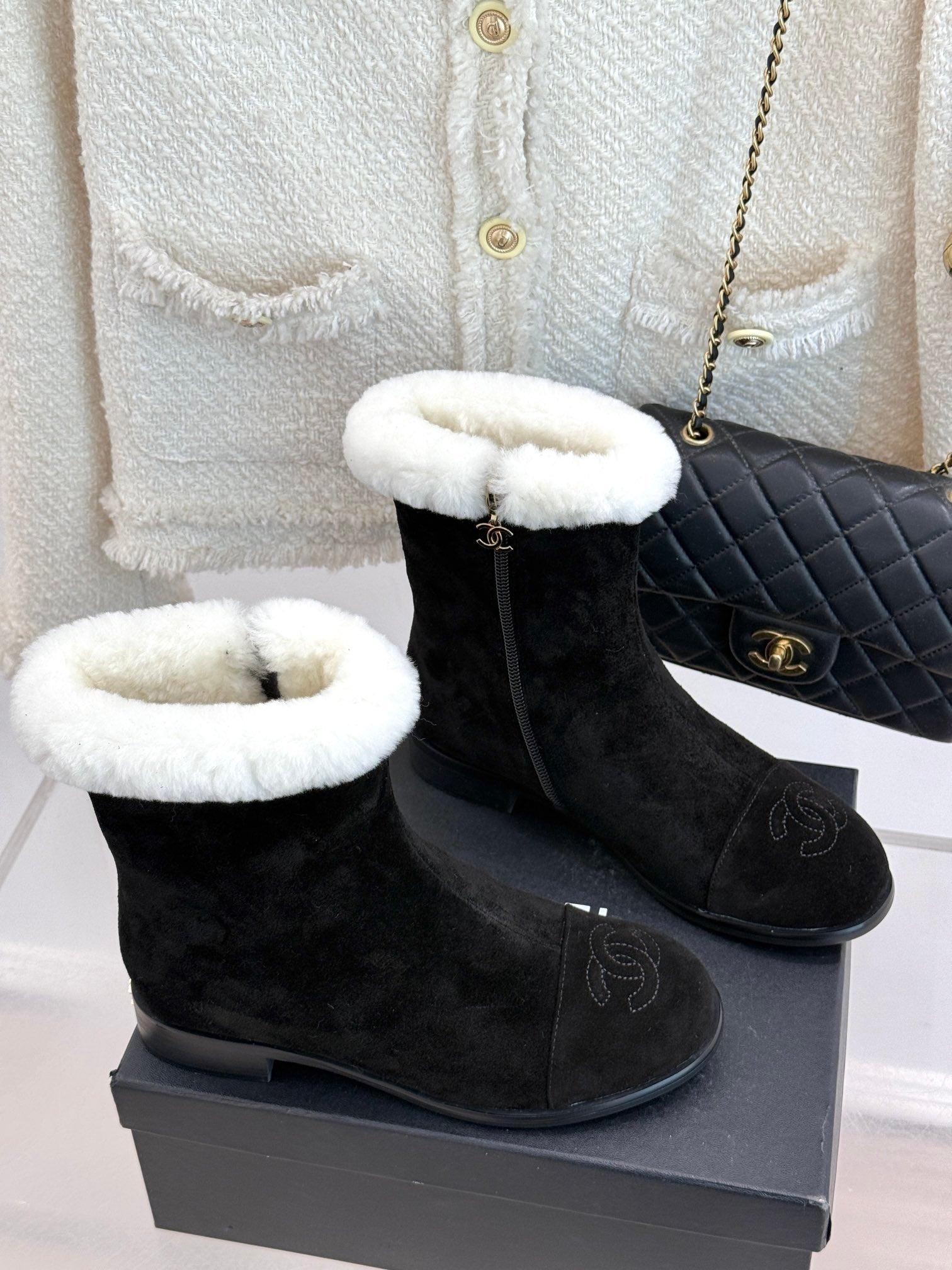 CHANE*｜Chanel classic autumn and winter double C color matching snow boots VIP 1:1